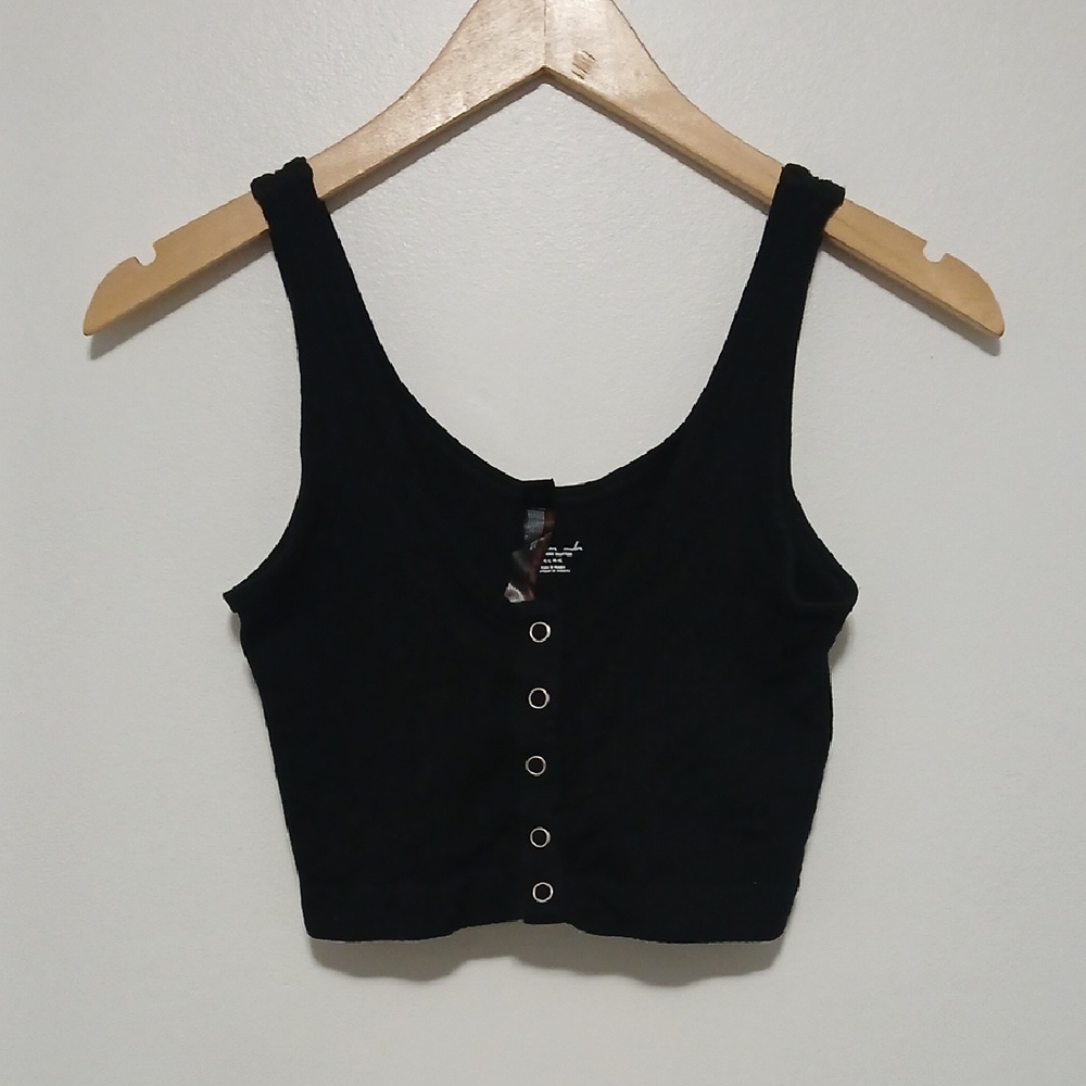 Urban Outfitters Made From Under Black Snap Button Crop Top Summer Vibes